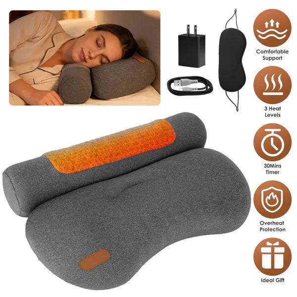 USB Heated Neck Pillow Zero Pressure Memory Foam Cervical Neck Pillow Heated…