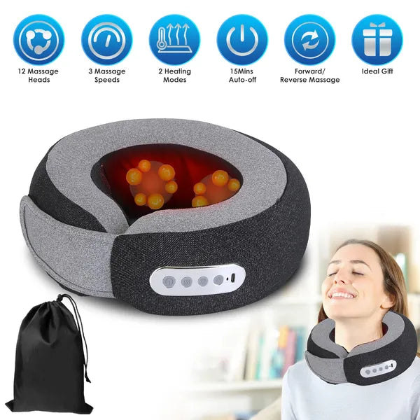 1Pc 2 In 1 Neck Massager Pillow With Heat Electric Memory Foam Travel Pillow…