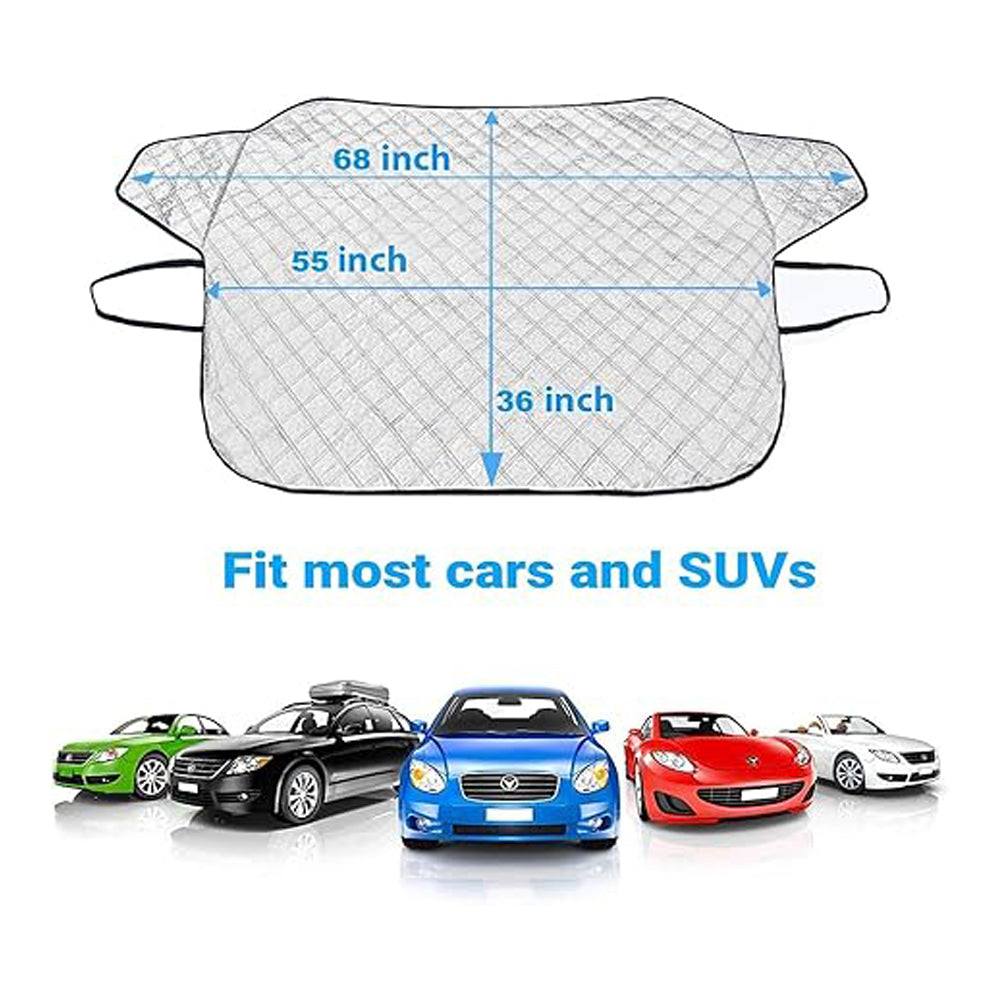57x 37in Car Windshield Snow Cover,Car Windshield Snow Ice Cover With 4…