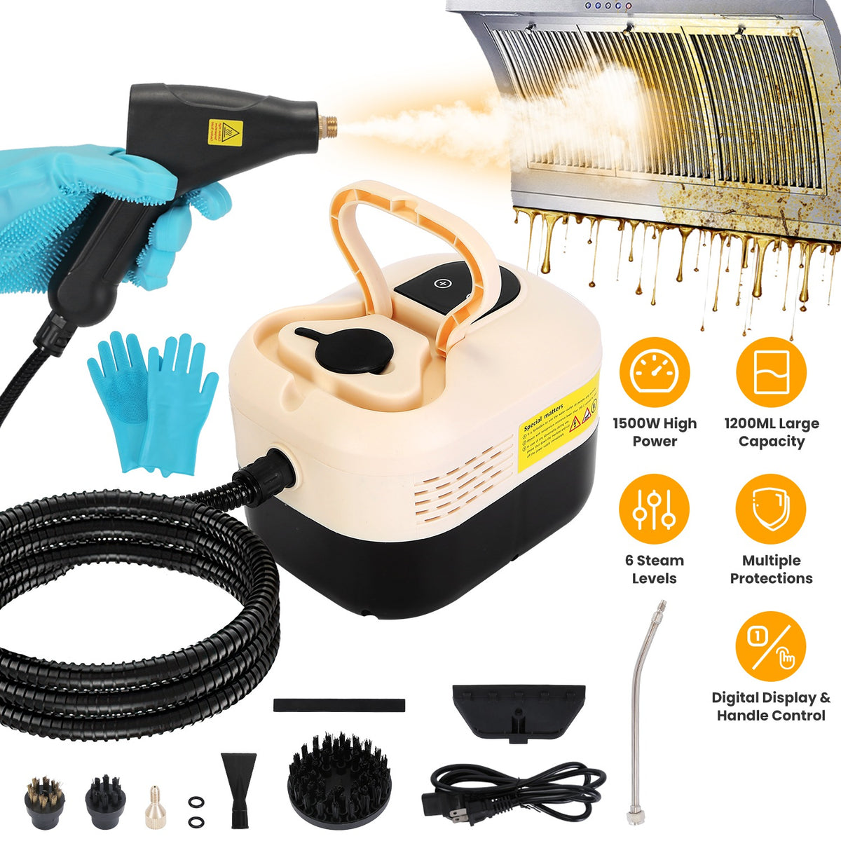 1500W Handheld High Temperature And Pressure Steamer Cleaner With 1200ML…